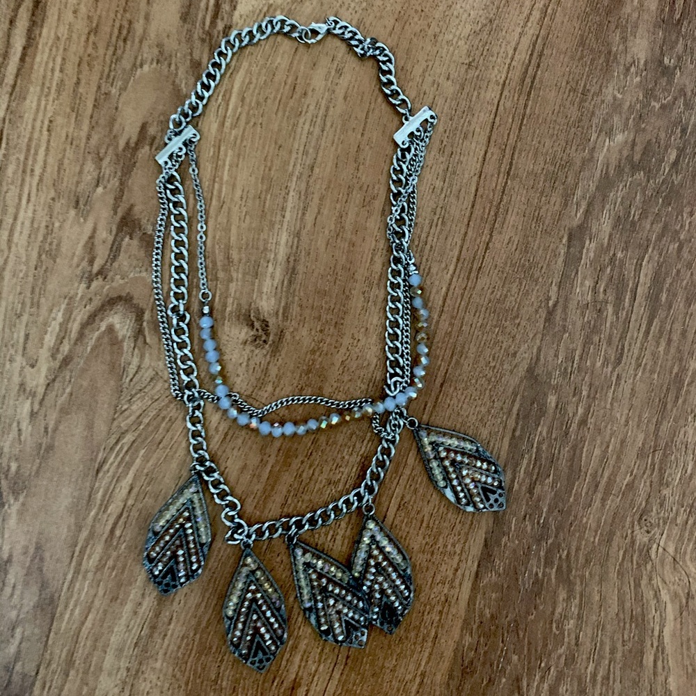 Silver and dark grey necklace with gems 💎